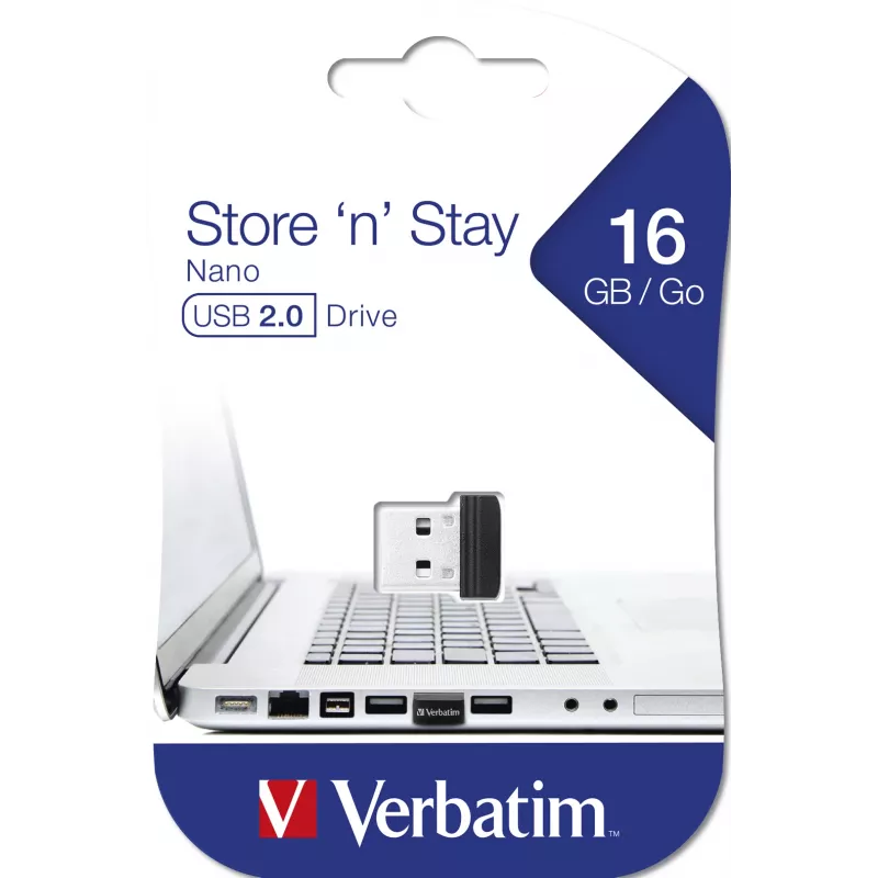 Verbatim Store 'n' Stay NANO – USB-Laufwerk 16 GB – Μαύρο