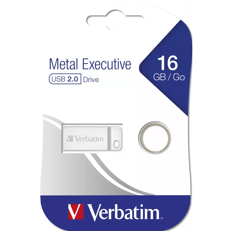 USB-Stick VERBATIM Metal Executive 16 GB, USB 2.0 Type-A, ασημί, χωρίς καπάκι