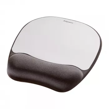 Fellowes Mouse Mat Wrist Support - Memory Foam mouse pad με μαλακό μαξιλάρι αφρού - Εργονομικό mouse pad για υπολογιστή, laptop, χρήση σε home office - Συμβατό με laser και οπτικά ποντίκια - ασημί