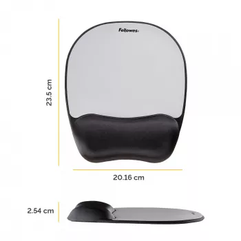 Fellowes Mouse Mat Wrist Support - Memory Foam mouse pad με μαλακό μαξιλάρι αφρού - Εργονομικό mouse pad για υπολογιστή, laptop, χρήση σε home office - Συμβατό με laser και οπτικά ποντίκια - ασημί