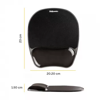 Mouse pad Fellowes Crystals Gel με στήριγμα καρπού Gel, μαύρο, 202×230 mm, 340 g