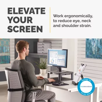 Fellowes Premium Monitor Riser Γραφίτης, ελεύθερο, 36 kg, 53,3 cm (21 ίντσες), ρύθμιση ύψους, Γραφίτης