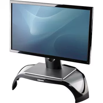 Fellowes Βάση οθόνης υπολογιστή με 3 ρυθμίσεις ύψους - Smart Suites ανύψωση οθόνης - Εργονομικά ρυθμιζόμενη βάση οθόνης για υπολογιστή - Μέγ. βάρος 10 kg/Μέγ. μέγεθος 21 ίντσες - Μαύρο