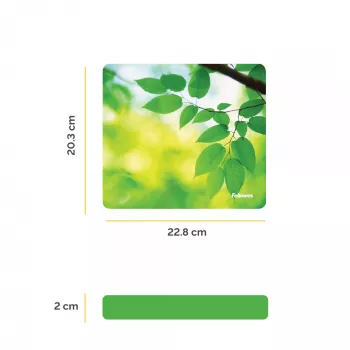 Fellowes Earth Series Mouse pad Leaves, Πράσινο, εικόνα, Πλαστικό, Λάστιχο, αντιολισθητική βάση