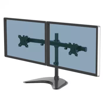 Fellowes Seasa Dual Monitor Arm - Ελεύθερη βάση οθόνης για οθόνες 8 kg 27 ιντσών – Εργονομικά ρυθμιζόμενος βραχίονας οθόνης – κλίση ±45°, εύρος περιστροφής 120°, στροφή 360° – VESA 75 x 75/100 x 100 – Μαύρο
