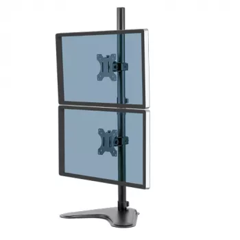 Fellowes Seasa Dual Stacking Monitor Arm - Ελεύθερη βάση οθόνης για οθόνες 8 KG 32 ιντσών - Εργονομικά ρυθμιζόμενος βραχίονας οθόνης - κλίση 45° εύρος περιστροφής 120° στροφή 360°, VESA 75 x 75/100 x 100 - Μαύρο