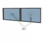 Fellowes Platinum Series Βραχίονας διπλής οθόνης – Βάση οθόνης για δύο οθόνες 8 kg 40 ιντσών – ρυθμιζόμενη βάση διπλής οθόνης γραφείου – Κλίση 45°, Περιστροφή 180°, Περιστροφή 360°, Περιστροφή 360°, VESA 75 x 75/100 x 100 – Λευκό