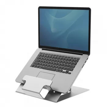 Fellowes Βάση laptop για το γραφείο – Hylyft ρυθμιζόμενη βάση laptop για το σπίτι και το γραφείο – Ανύψωση laptop με 6 ρυθμίσεις ύψους – μέγ. μέγεθος οθόνης 17 ίντσες, μέγ. βάρος 5 kg – Ασημί/Μαύρο