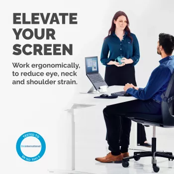 Fellowes Βάση laptop για το γραφείο – Hylyft ρυθμιζόμενη βάση laptop για το σπίτι και το γραφείο – Ανύψωση laptop με 6 ρυθμίσεις ύψους – μέγ. μέγεθος οθόνης 17 ίντσες, μέγ. βάρος 5 kg – Ασημί/Μαύρο