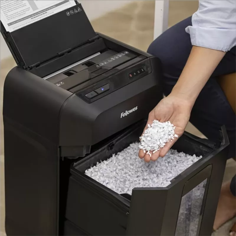 Fellowes Automax 80M Καταστροφέας εγγράφων κοπής σωματιδίων 22 cm Μαύρο