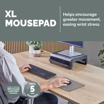 Fellowes Breyta XL Mouse pad με αντιολισθητική βάση XL Mouse pad με αντιβακτηριδιακή προστασία γκρι