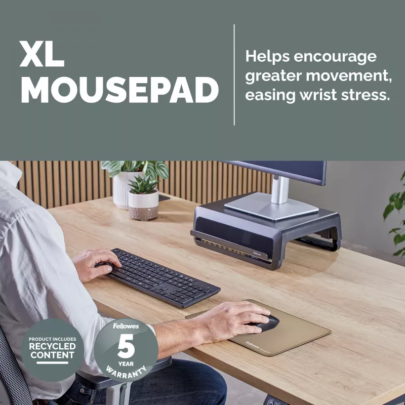 Fellowes Breyta (New) XL Mousepad Άμμος, Άμμος, Μονόχρωμο, Αντιολισθητική βάση