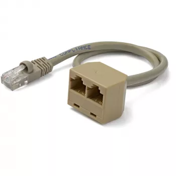 StarTech.com Προσαρμογέας Καλωδίου Splitter RJ45 2-σε-1 - F/M, 10/100Base-T(X), Cat5e, Γκρι, Πολυβινυλοχλωρίδιο (PVC), 0,33 m, Βύσμα/Υποδοχή