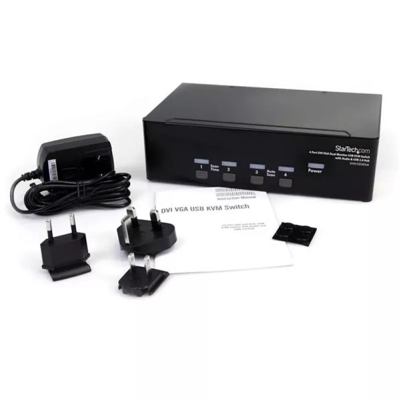 StarTech.com Διακόπτης KVM DVI VGA Dual-Monitor 4 θυρών USB με ήχο & Hub USB 2.0