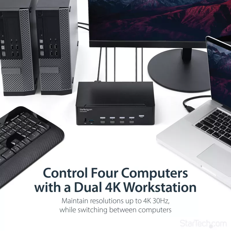 StarTech.com Διακόπτης KVM HDMI 4 θυρών – 4K 30Hz – Dual Display