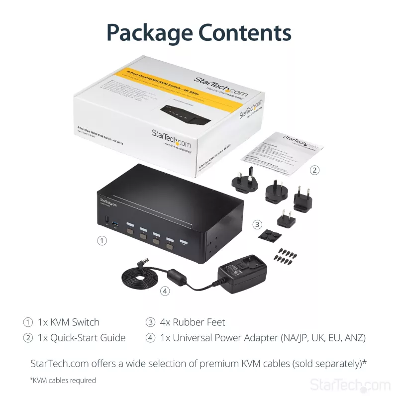 StarTech.com Διακόπτης KVM HDMI 4 θυρών – 4K 30Hz – Dual Display