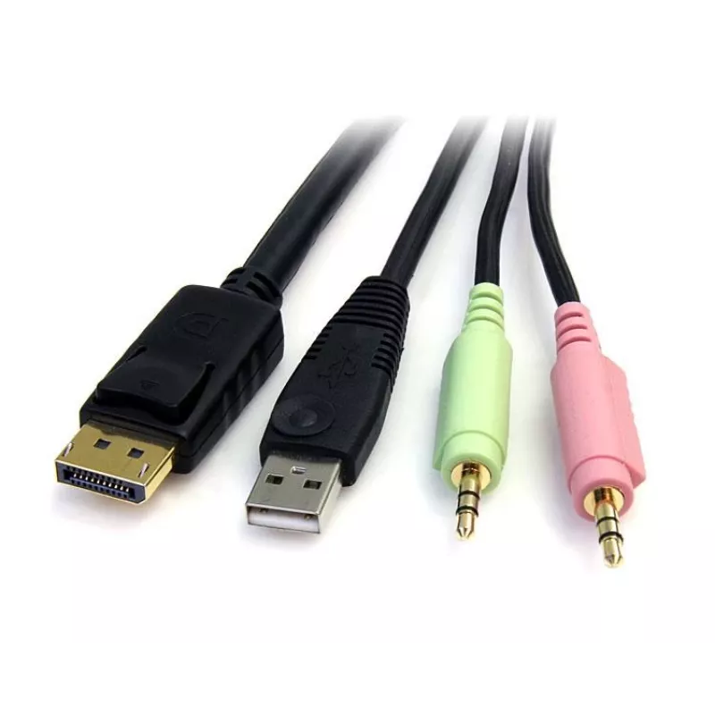 StarTech.com Καλώδιο διακόπτη KVM USB DisplayPort 4-in-1 6ft με ήχο & μικρόφωνο