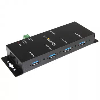 StarTech.com Βιομηχανικός διανομέας USB 3.0 4 θυρών με προστασία ESD~διανομέας USB 3.0 4 θυρών - 5Gbps - μεταλλικός βιομηχανικός διανομέας USB-A - διανομέας δεδομένων USB για τοίχο ή γραφείο - συμβατός με TAA διανομέας επέκτασης USB