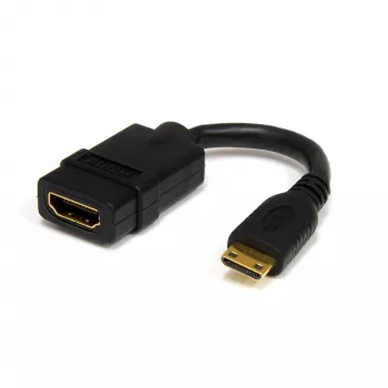 StarTech.com Προσαρμογέας Mini HDMI σε HDMI 5in - προσαρμογέας HDMI υψηλής ταχύτητας 4K - προσαρμογέας HDMI υψηλής ταχύτητας Ultra HD 4K 30Hz - HDMI 1.4 - επιχρυσωμένοι σύνδεσμοι - προσαρμογέας UHD Mini HDMI 4K - μαύρο