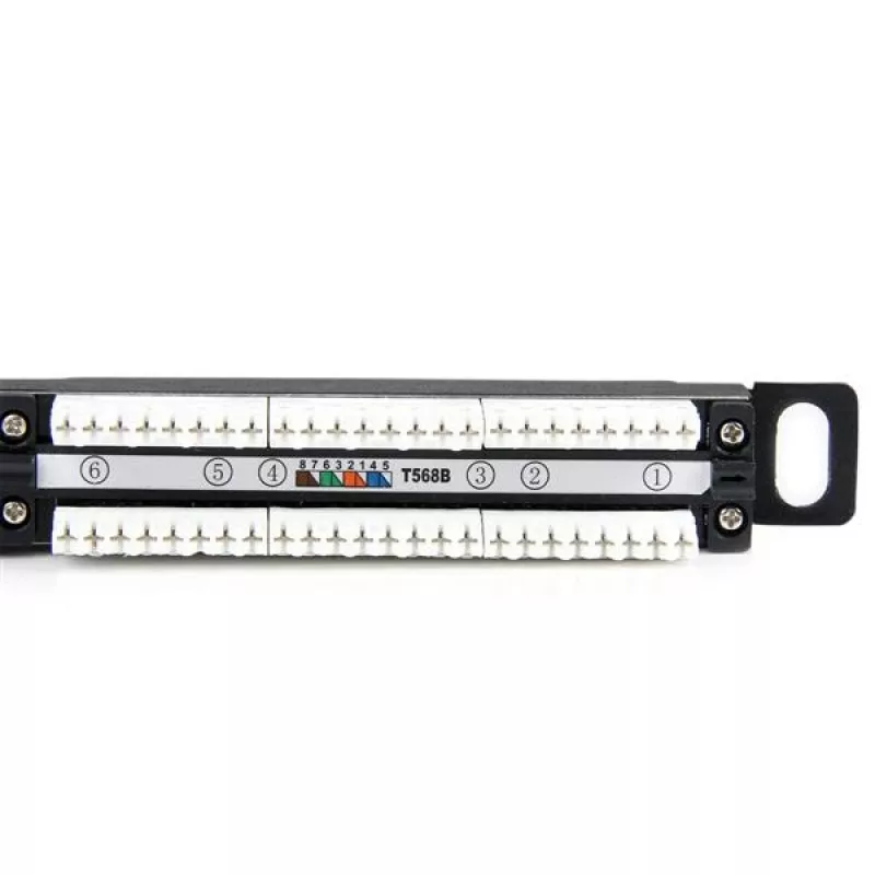 StarTech.com Patch Panel 24 Port 0.5U Cat5e – RJ45 Ethernet Rackmount Cat 5e 110 Patch Panel