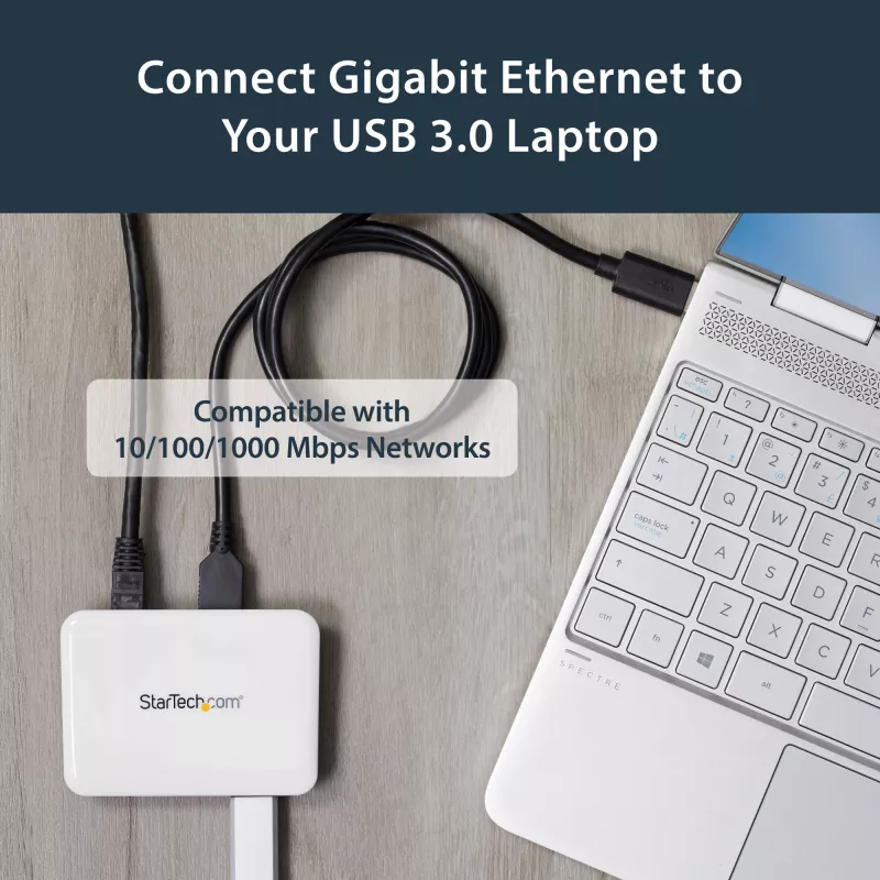 StarTech.com προσαρμογέας δικτύου USB 3.0 σε Gigabit Ethernet NIC με hub 3 θυρών - λευκό