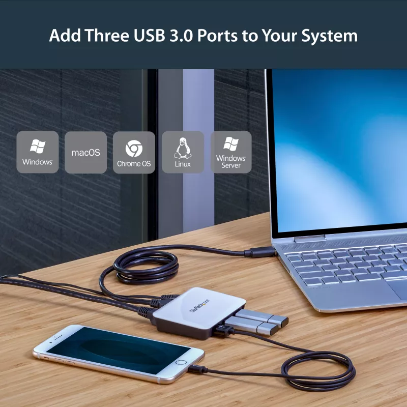 StarTech.com προσαρμογέας δικτύου USB 3.0 σε Gigabit Ethernet NIC με hub 3 θυρών - λευκό