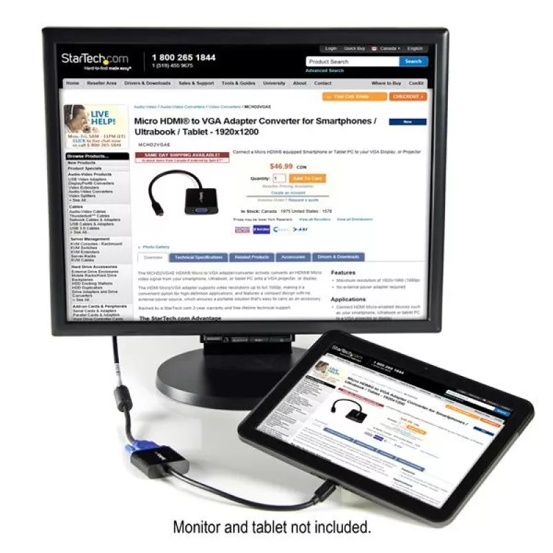 StarTech.com προσαρμογέας μετατροπής Micro HDMI σε VGA για smartphones / Ultrabook / tablet - 1920x1080