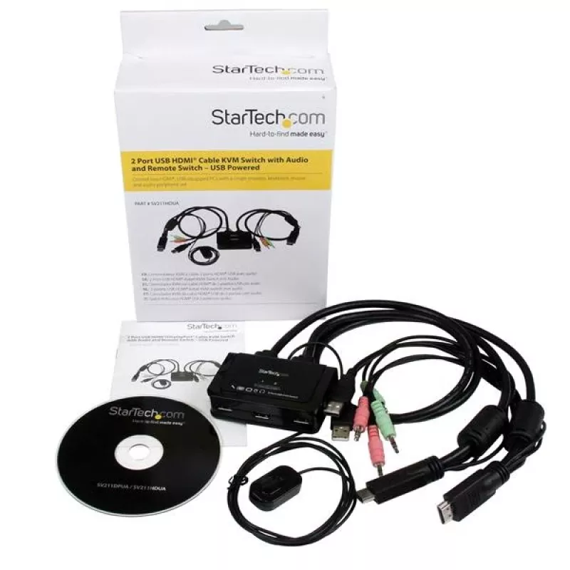 StarTech.com διακόπτης KVM καλωδίου USB HDMI 2 θυρών με ήχο και τηλεχειριστήριο – τροφοδοτούμενο από USB