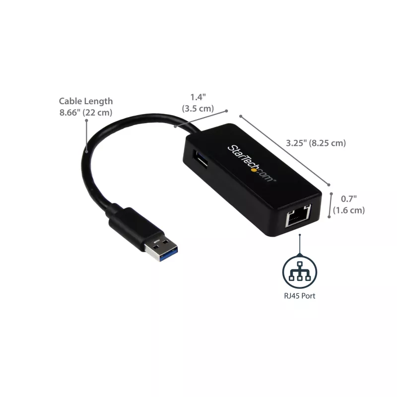 StarTech.com προσαρμογέας USB 3.0 σε Gigabit Ethernet NIC με θύρα USB – μαύρο