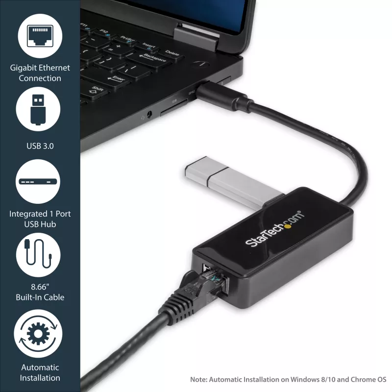 StarTech.com προσαρμογέας USB 3.0 σε Gigabit Ethernet NIC με θύρα USB – μαύρο
