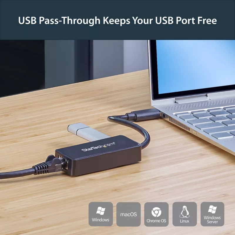 StarTech.com προσαρμογέας USB 3.0 σε Gigabit Ethernet NIC με θύρα USB – μαύρο