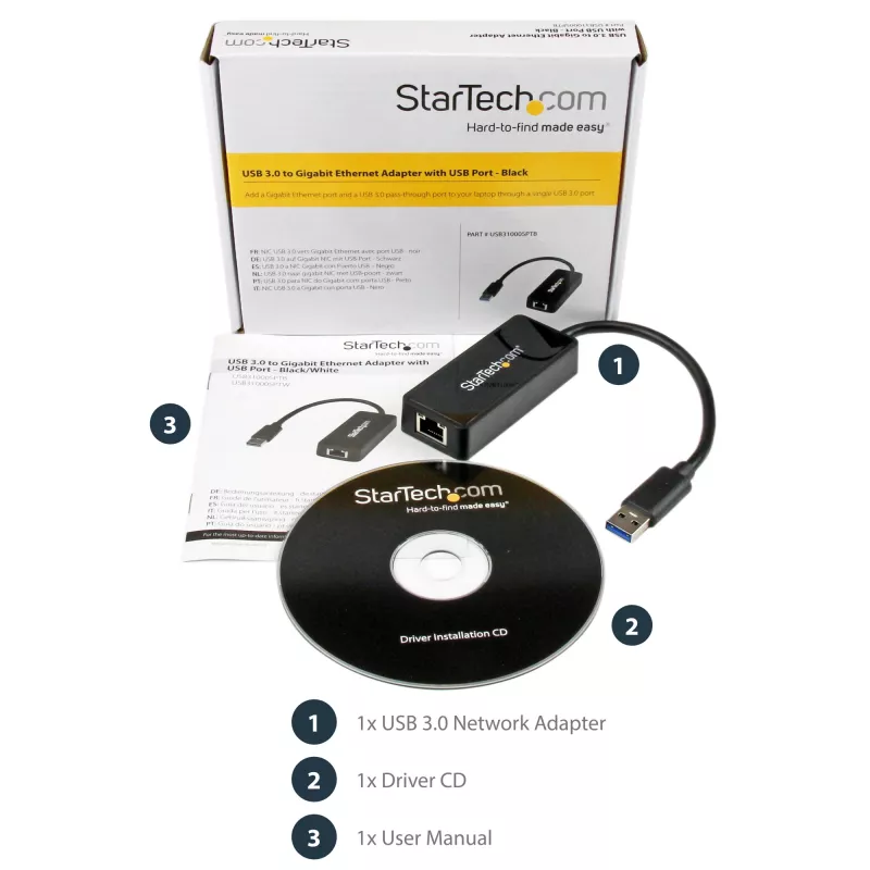 StarTech.com προσαρμογέας USB 3.0 σε Gigabit Ethernet NIC με θύρα USB – μαύρο