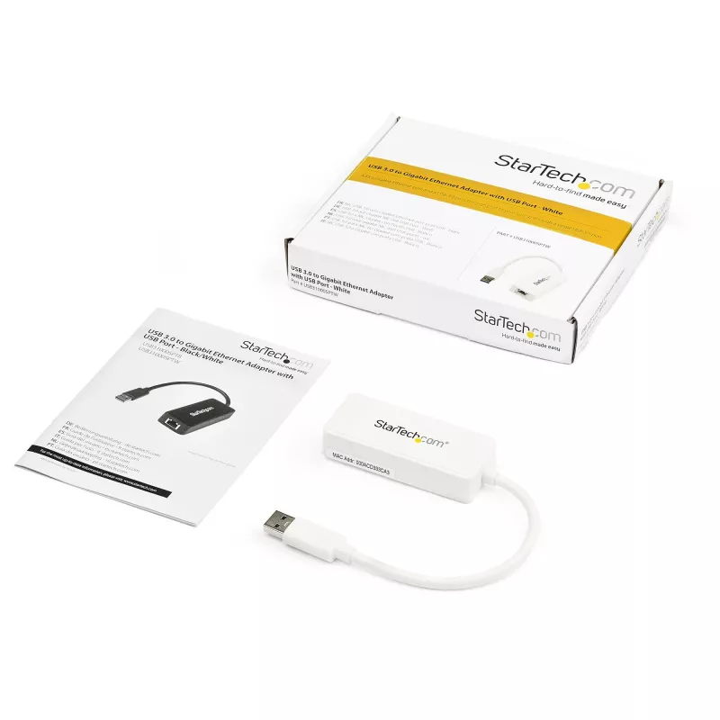 StarTech.com προσαρμογέας USB 3.0 σε Gigabit Ethernet NIC με θύρα USB – λευκό