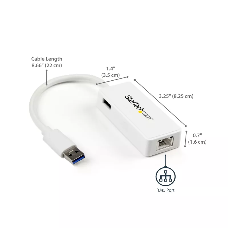 StarTech.com προσαρμογέας USB 3.0 σε Gigabit Ethernet NIC με θύρα USB – λευκό
