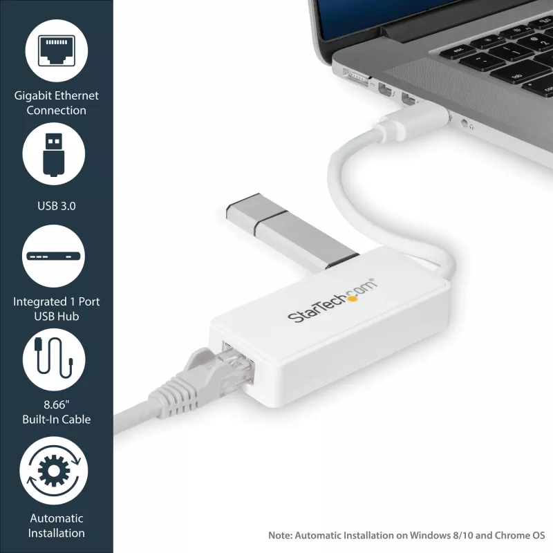 StarTech.com προσαρμογέας USB 3.0 σε Gigabit Ethernet NIC με θύρα USB – λευκό
