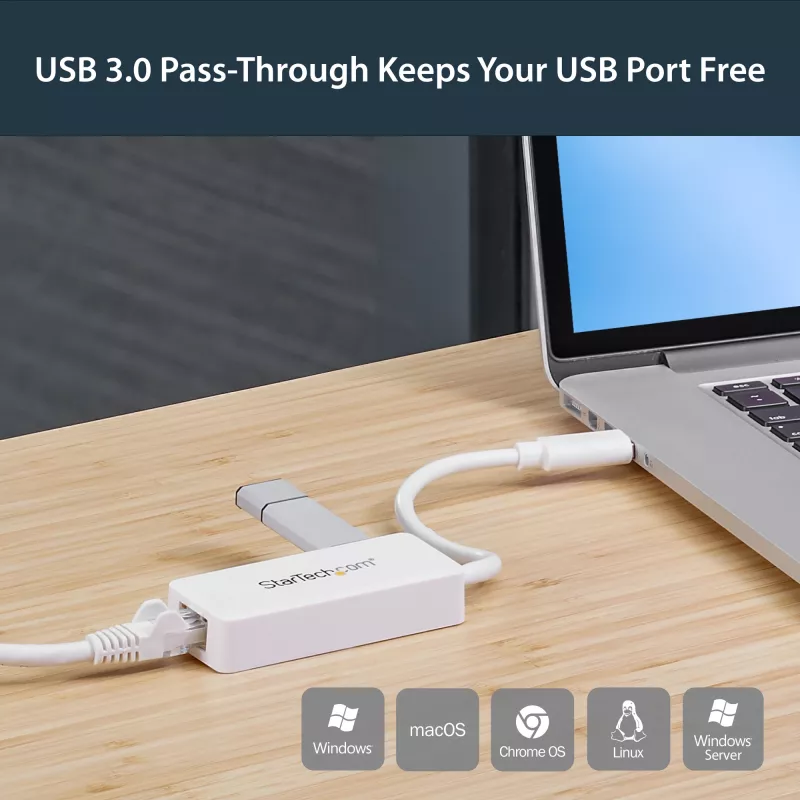 StarTech.com προσαρμογέας USB 3.0 σε Gigabit Ethernet NIC με θύρα USB – λευκό