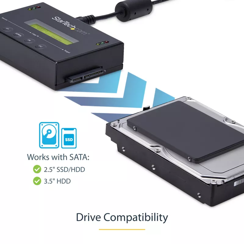 StarTech.com 1:1 Standalone αντιγραφέας σκληρών δίσκων με Disk Image Manager για backup και επαναφορά, αποθήκευση πολλαπλών disk images σε μονάδα 2,5/3,5 inch SATA, κλωνοποιητής HDD/SSD, δεν απαιτείται PC