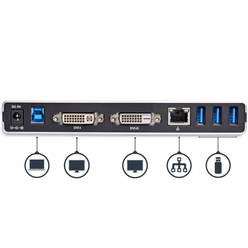 StarTech.com Dual-Monitor USB 3.0 Docking Station με DVI και κάθετη βάση