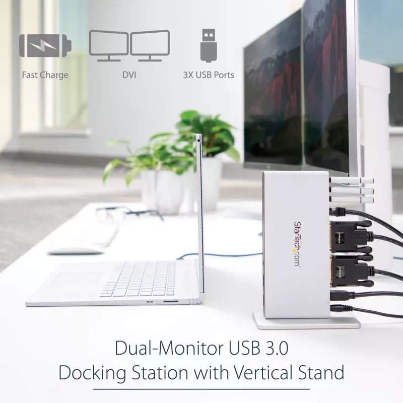StarTech.com Dual-Monitor USB 3.0 Docking Station με DVI και κάθετη βάση