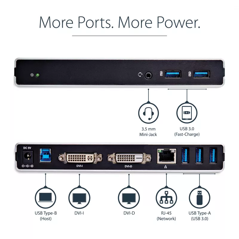 StarTech.com Dual-Monitor USB 3.0 Docking Station με DVI και κάθετη βάση