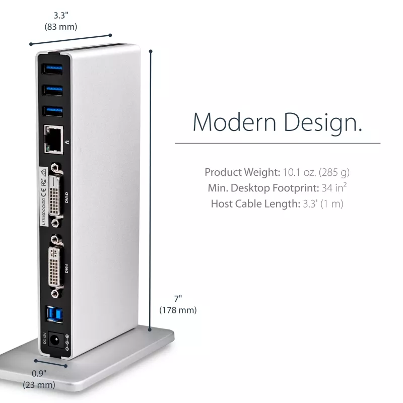 StarTech.com Dual-Monitor USB 3.0 Docking Station με DVI και κάθετη βάση