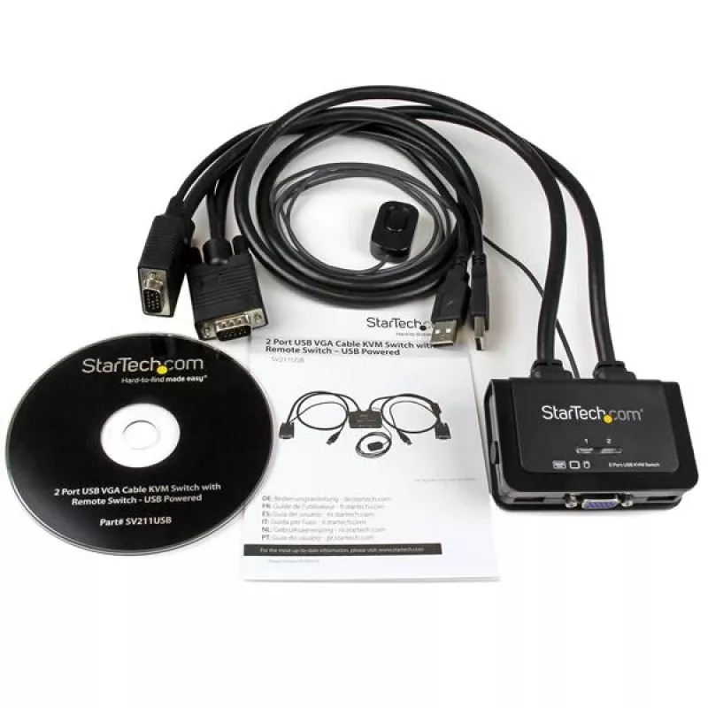 StarTech.com 2-Port USB VGA KVM Switch καλωδίου – τροφοδοτούμενο από USB με τηλεχειριστήριο