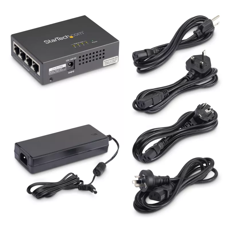StarTech.com 4-Port Gigabit Midspan – PoE+ Injector – 802.3at/af