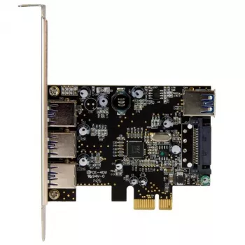 StarTech.com Κάρτα PCI Express USB 3.0 4 θυρών, PCIe, USB 3.2 Gen 1 (3.1 Gen 1), Full-Height / Low-Profile, PCI 2.0, μαύρο, ανοξείδωτο ατσάλι, 3 m