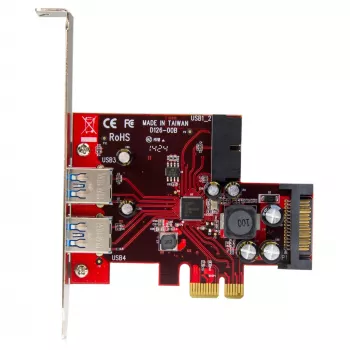 StarTech.com Κάρτα PCI Express USB 3.0 4 θυρών – 2 εξωτερικές & 2 εσωτερικές – τροφοδοσία SATA – υποστήριξη UASP – 2 εσωτερικές (IDC) υποδοχές τύπου motherboard