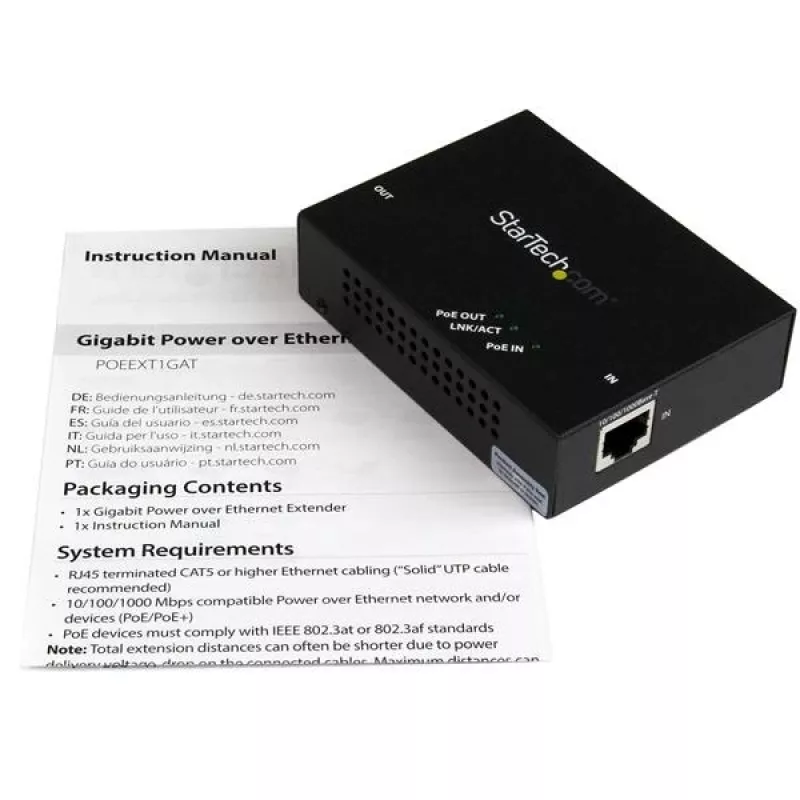 StarTech.com Επεκτατής Gigabit PoE+ 1 θύρας – 802.3at και 802.3af – 100 m