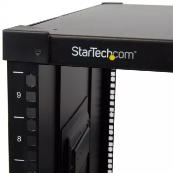 StarTech.com Ράφι διακομιστή ανοιχτού πλαισίου 4 στύλων 9U κινητό, ράφι δικτύου τεσσάρων στύλων με ροδάκια, ράφι 19 ιντσών με ροδάκια για στενούς χώρους στο σπίτι/γραφείο, μικρό ράφι δεδομένων για υπολογιστές/AV/εξοπλισμό IT – συμμορφούμενο με TAA