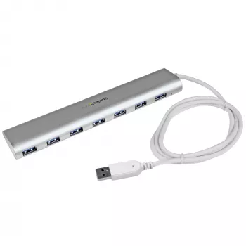 StarTech.com Hub USB 7 θυρών, USB A σε 7x θύρες USB-A, USB 5Gbps, ανθεκτικός σχεδιασμός, τροφοδοσία από bus ή αυτοτροφοδοτούμενο, φορητή επέκταση hub USB 3.0 για laptop με τροφοδοτικό