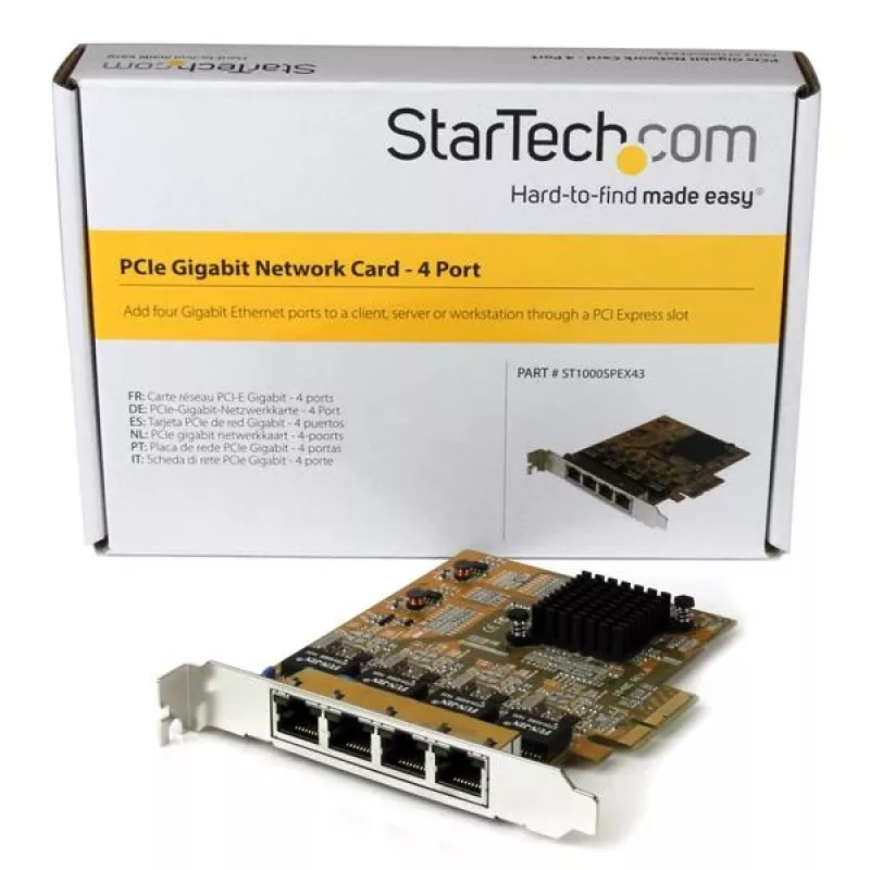 StarTech.com Κάρτα δικτύου PCIe Gigabit 4 θυρών, εσωτερική, ενσύρματη, PCI Express, Ethernet, 2000 Mbit/s