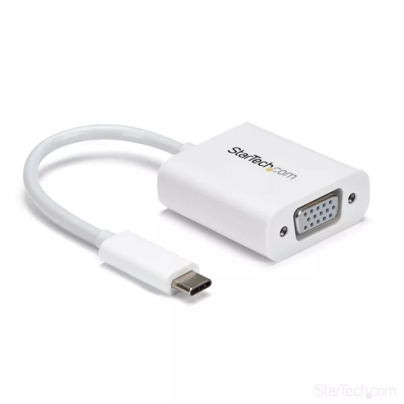 StarTech.com Προσαρμογέας USB-C σε VGA - Λευκό, 3.2 Gen 1 (3.1 Gen 1), USB Type-C, έξοδος VGA (D-Sub), 1920 x 1200 pixel